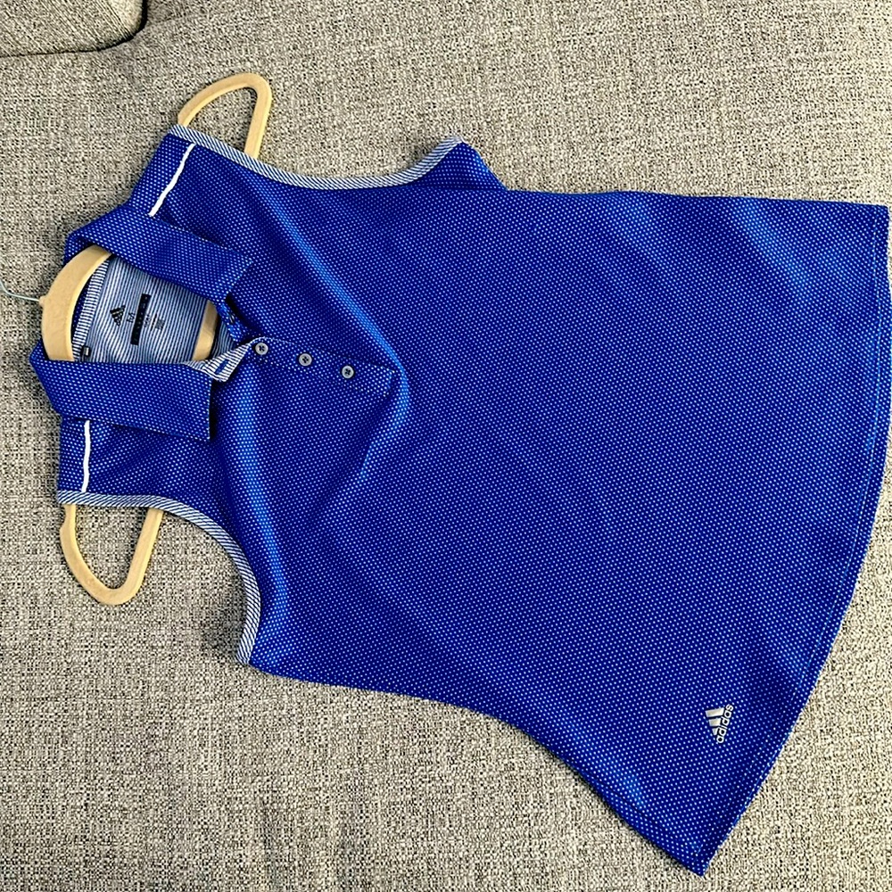 Adidas Golf Women’s Sleeveless Blue and White Polka Dot Tank Top